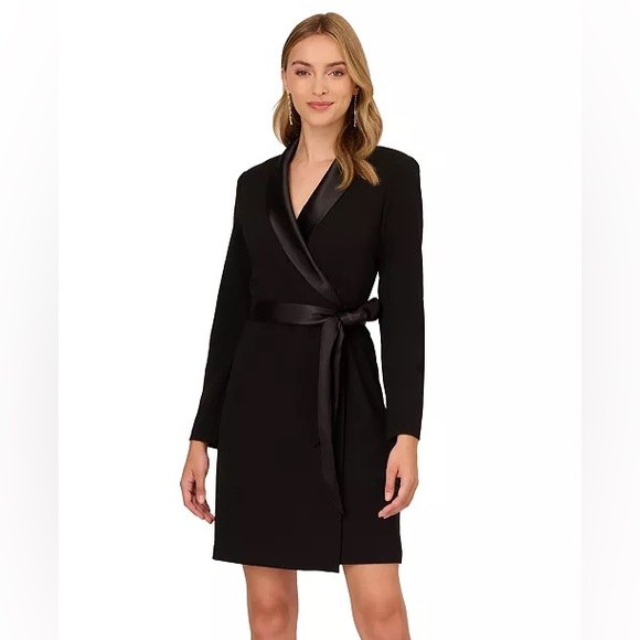 Adrianna Papell Dresses & Skirts - Size 14 Adrianna Papell Women's Knit Crepe Black Tuxedo A-line Dress